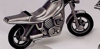 Pewter Finished Motorcycle Baby Bank