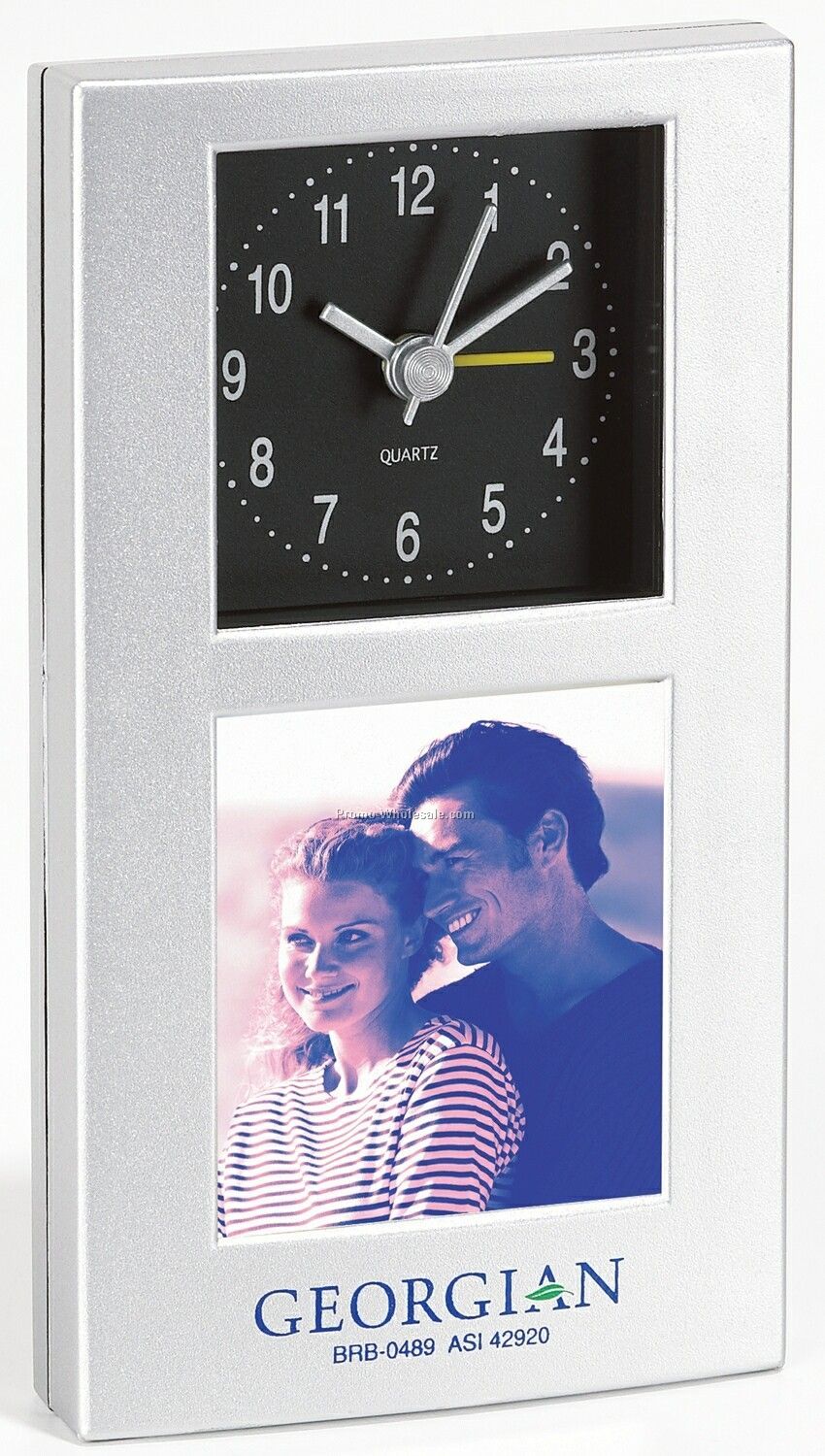 Photo Frame & Quartz Alarm Clock (6-1/4"x3-1/2")