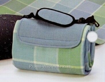 Picnic Plus 48"x60" Stripe Mega Mat W/ Shoulder Strap (Blue Chambray)