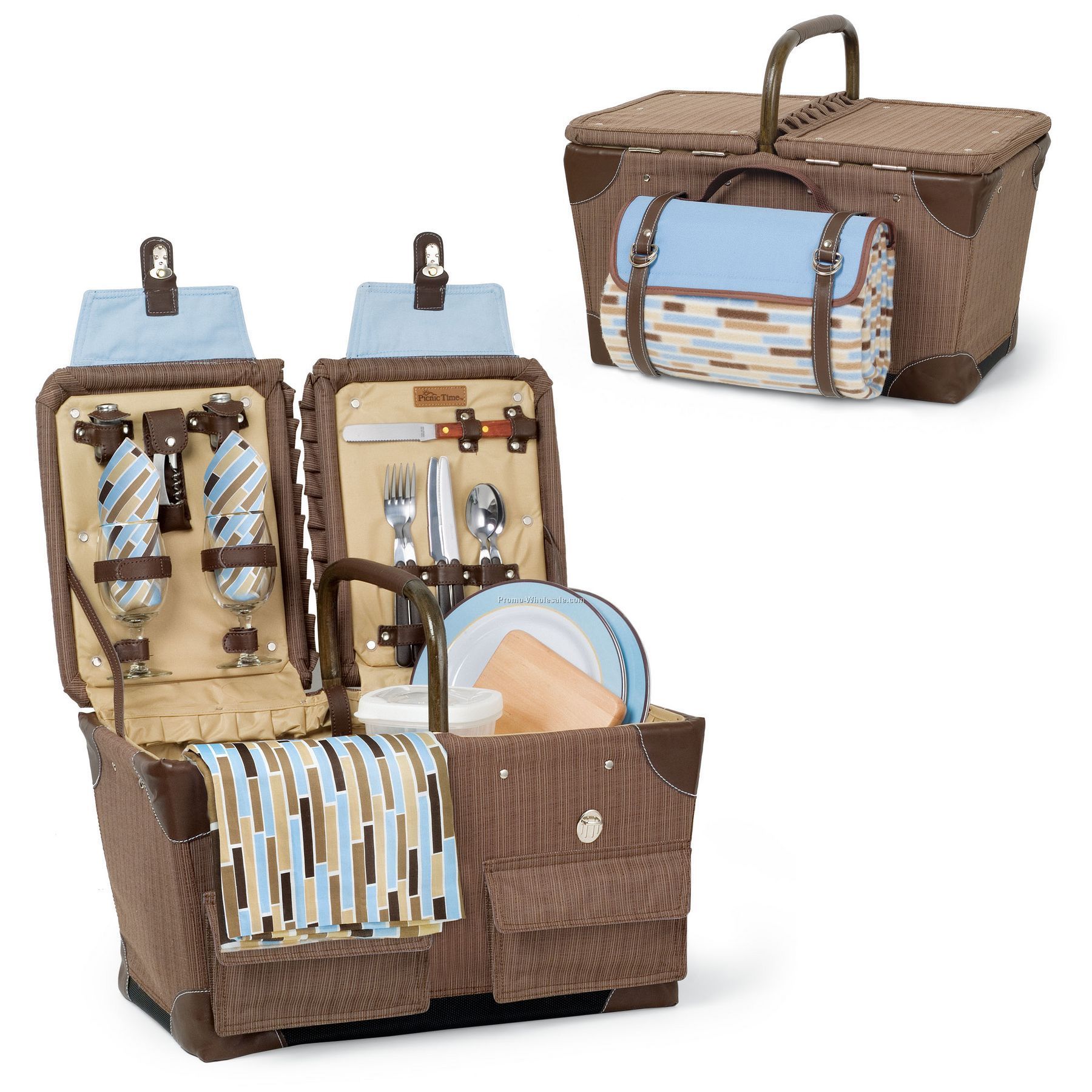 Pioneer - Driftwood Picnic Basket With Deluxe Service For 2