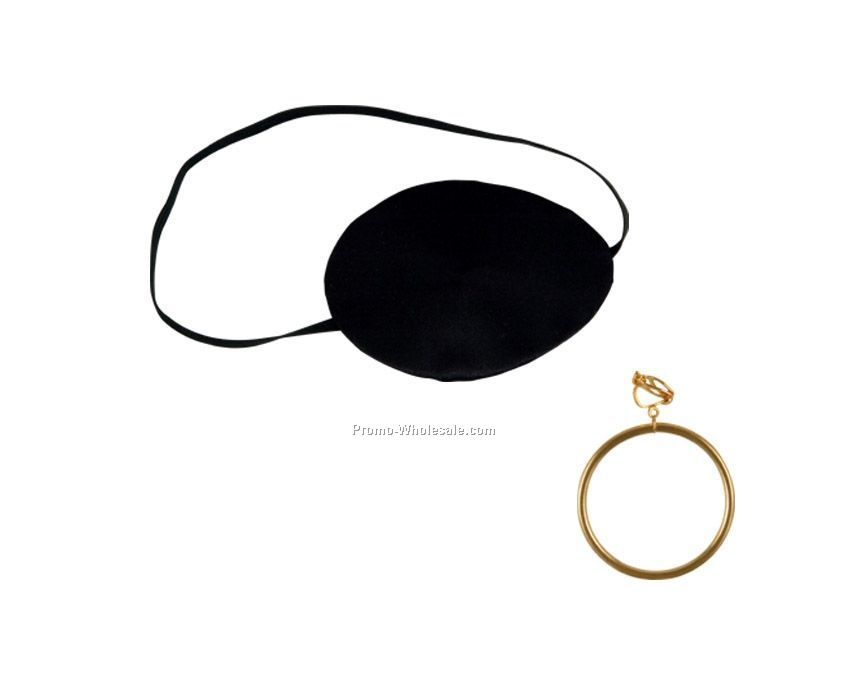 Pirate Eye Patch W/ Plastic Gold Earring