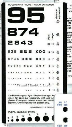 Pocket Eye Chart With Pupil Gauge