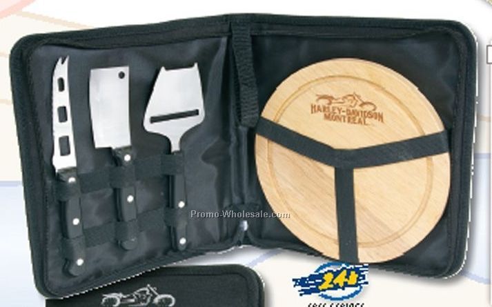 Portable 3 Piece Cheese Knife & Board Set