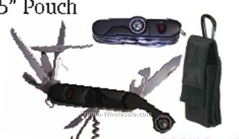 Premium Knife & Compass W/ 5" Pouch & Carabiner