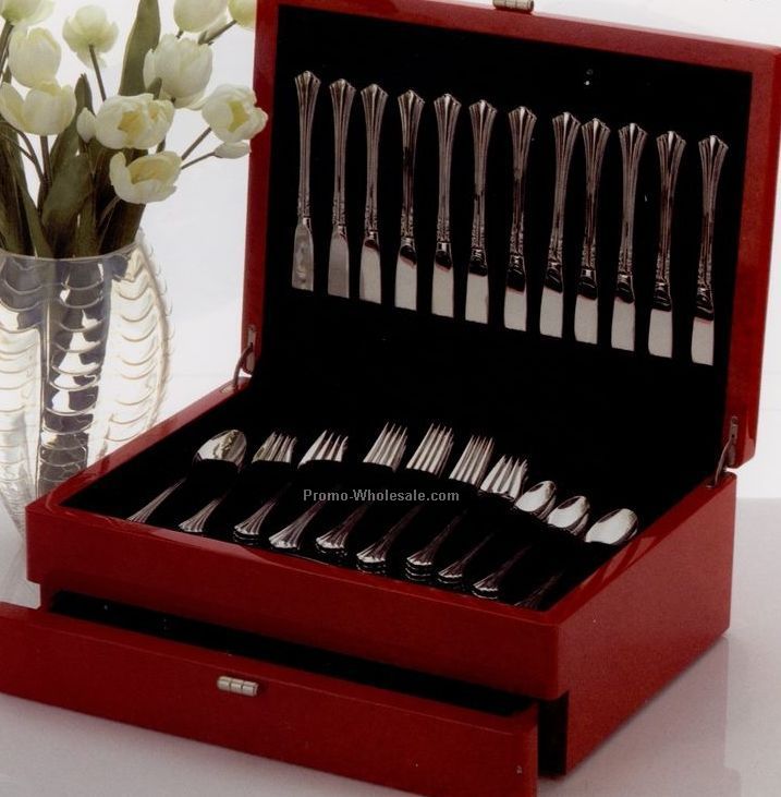 Red Lacquer Silverware Chest