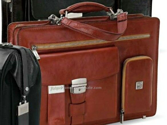 Rimini Brown Full Grain Leather Briefcase 16-1/2"x11-1/2"x4-1/4"