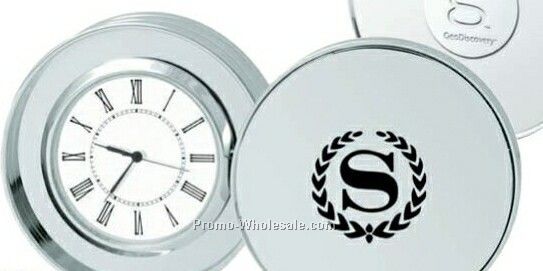 Round Platinum Coin Clock With Cover