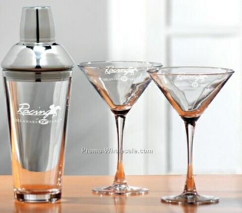 Signature Martini 3 Piece Set W/ Glasses & Shaker