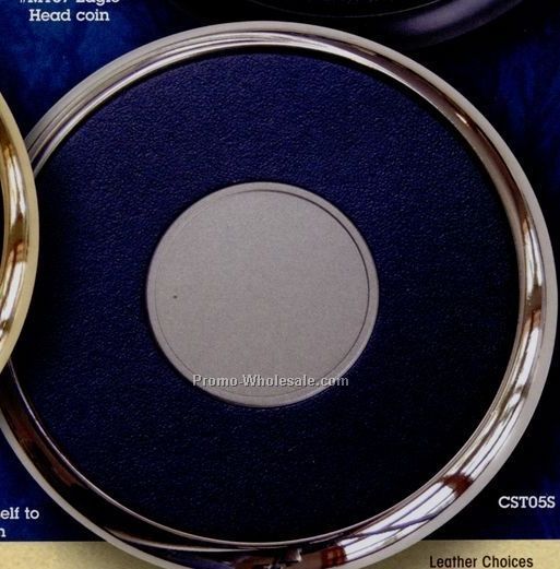 Silvertone Single Stock Coaster With 1-1/2" Plain Coin