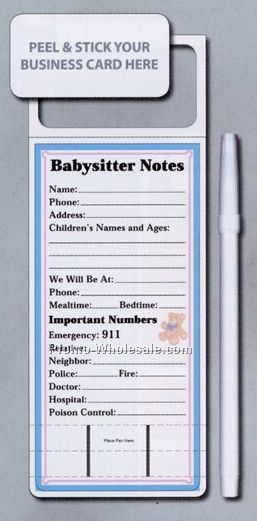 Skinny Mini Stock Art Laminated Memo Board (Baby Sitter Notes)