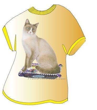 Snowshoe Cat Acrylic T Shirt Coaster W/ Felt Back