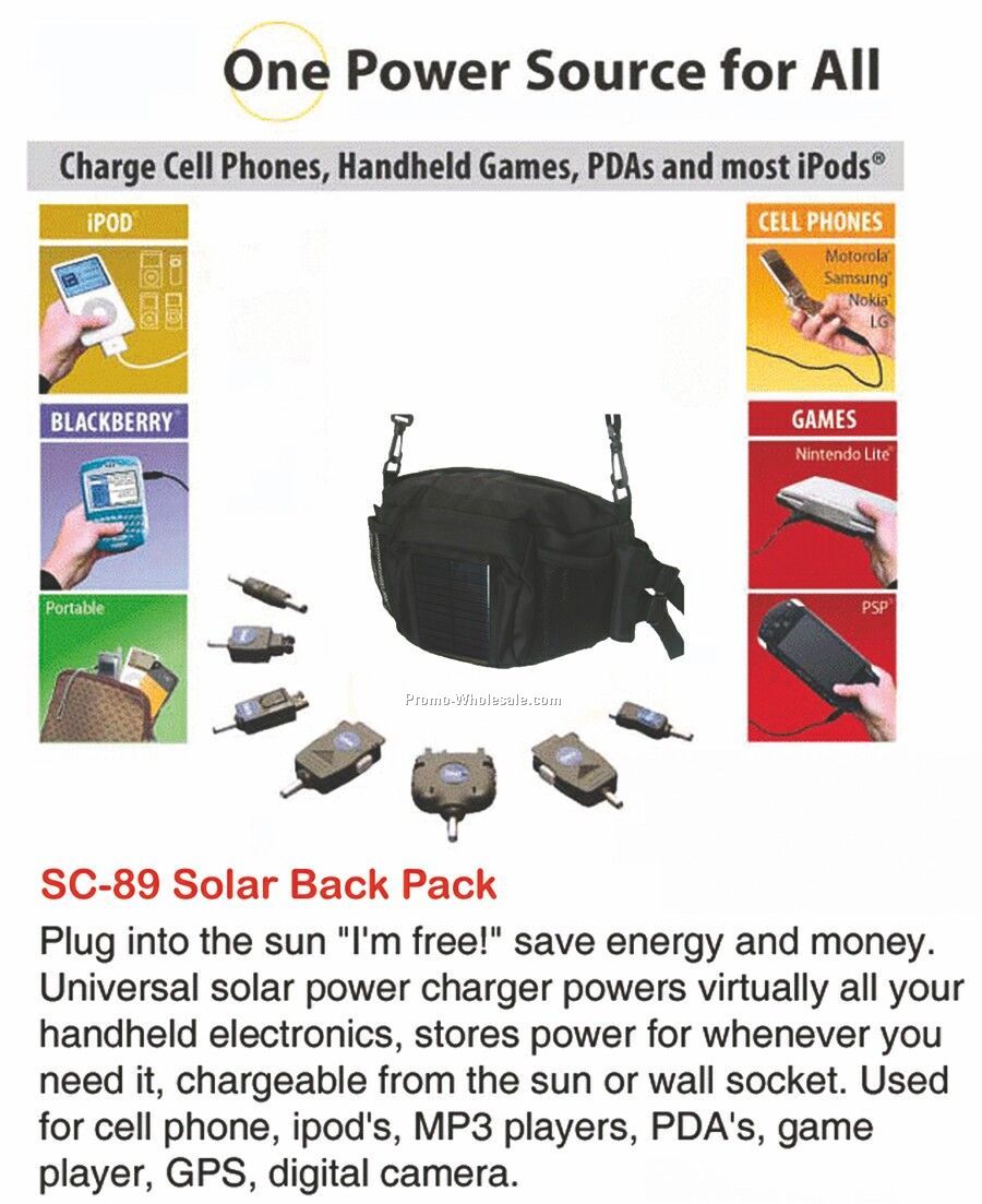 Solar Backpack, Powers Cell Phones, Mp3 Players