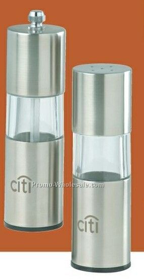 Stainless Steel & Acrylic Grinder & Salt Shaker