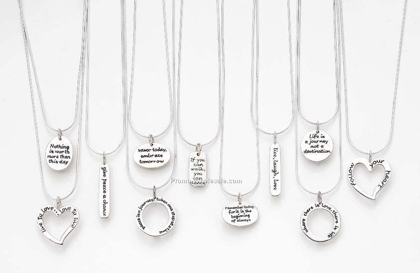 Sterling Silver Pendants On Snake Chain With Custom Phrase Or Logo