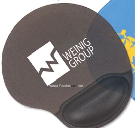 Translucent Oval Neoprene Mouse Pad W/ Gel Wrist Rest