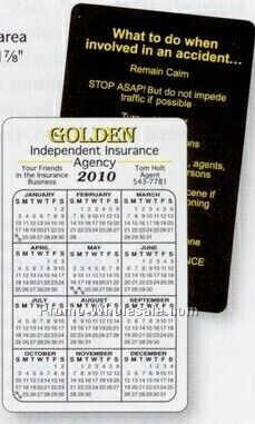 Vertical Rectangle Plastic Calendar Card With Rounded Corner (.015" Thick)