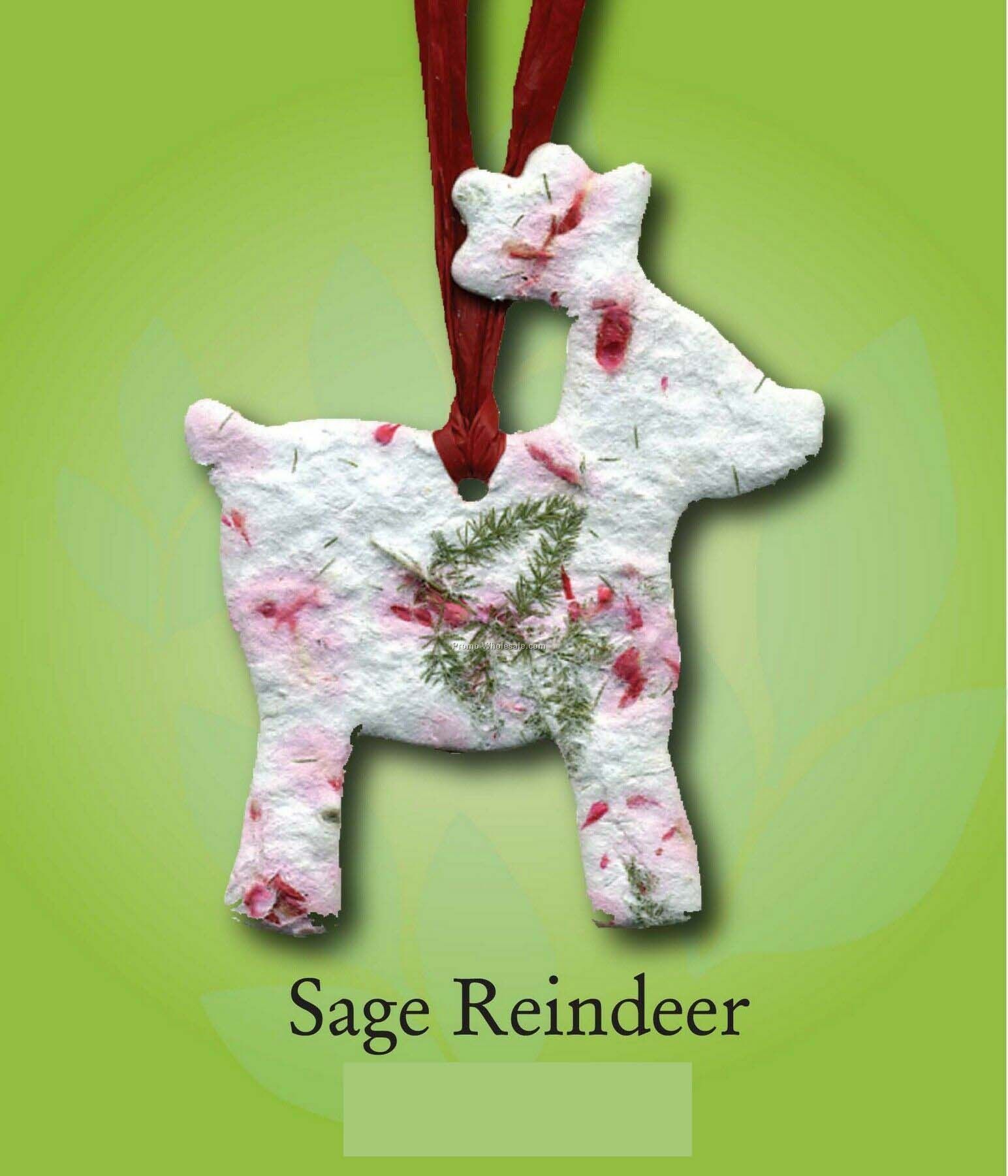 Winter Sage Reindeer Ornament W/ Embedded Seed
