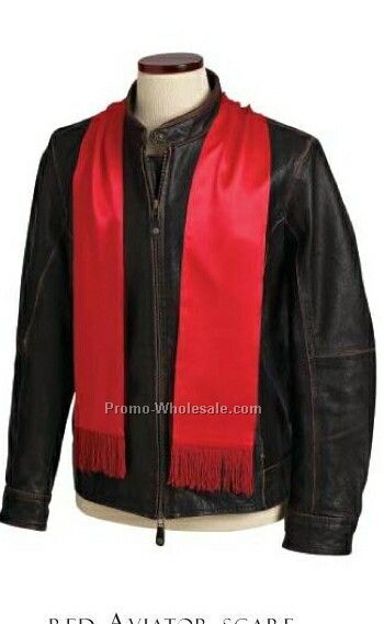 Wolfmark 56-1/2" 100% Silk Aviator Scarf - Red