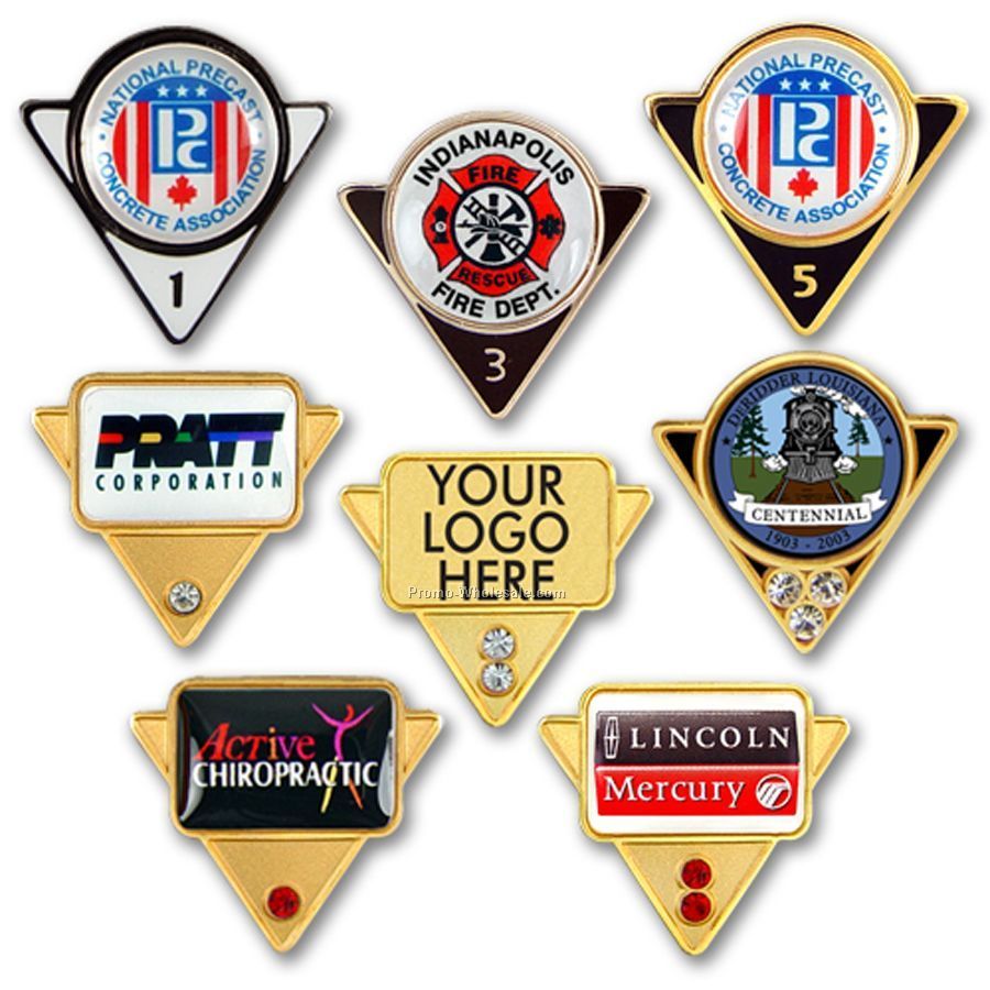 Years Of Service Pin - Rectangle Center With Enamel Color-fill