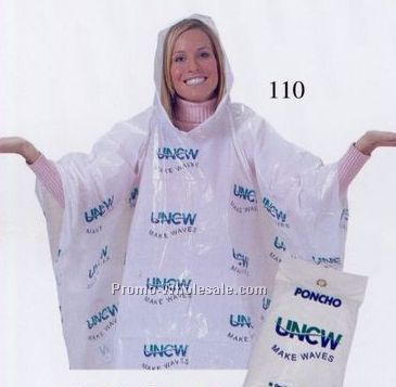 1-1/2 Mil. Polyethylene Pocket Poncho (Blank)