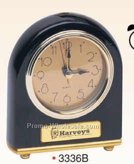1-1/4"x3-3/4"x4-3/4" Rosewood Gold Alarm Clock (Engraved)
