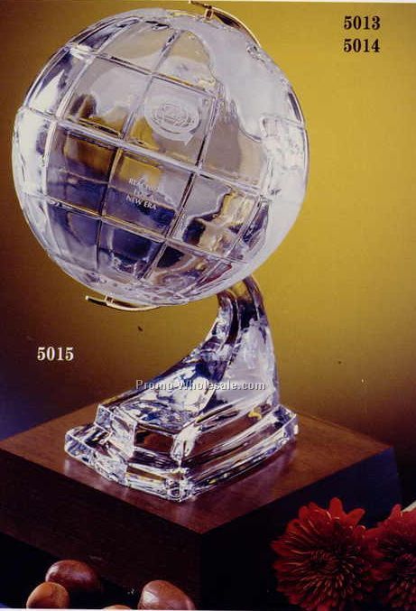 10" Estate Globe On Crystal Stand W/ Walnut Base