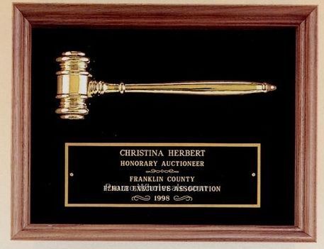 10"x13" Parliament Series Plaque W/Metal Gavel And Maroon Velour Background