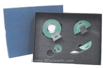 11-1/2"x8-1/2"x1-3/4" Jade Acrylic Desk Set With Clock