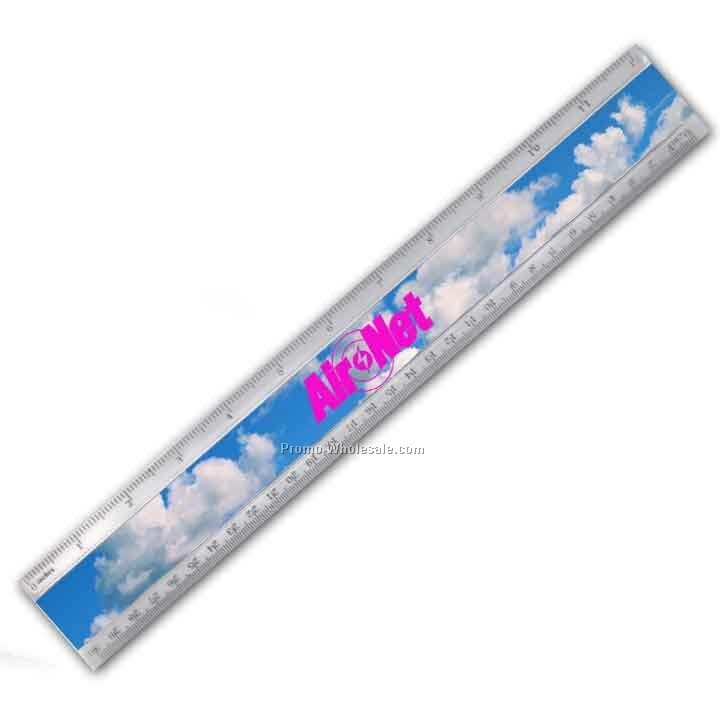 12" Acrylic Ruler; 3d Lenticular; Clouds Image - Stock , Imprinted