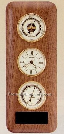 12-3/4"x5" Triple Instrument Clock/Thermometer/Barometer Wall Unit
