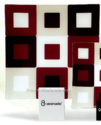 12"x12" Designer Glass Plate With Tiled Square Design