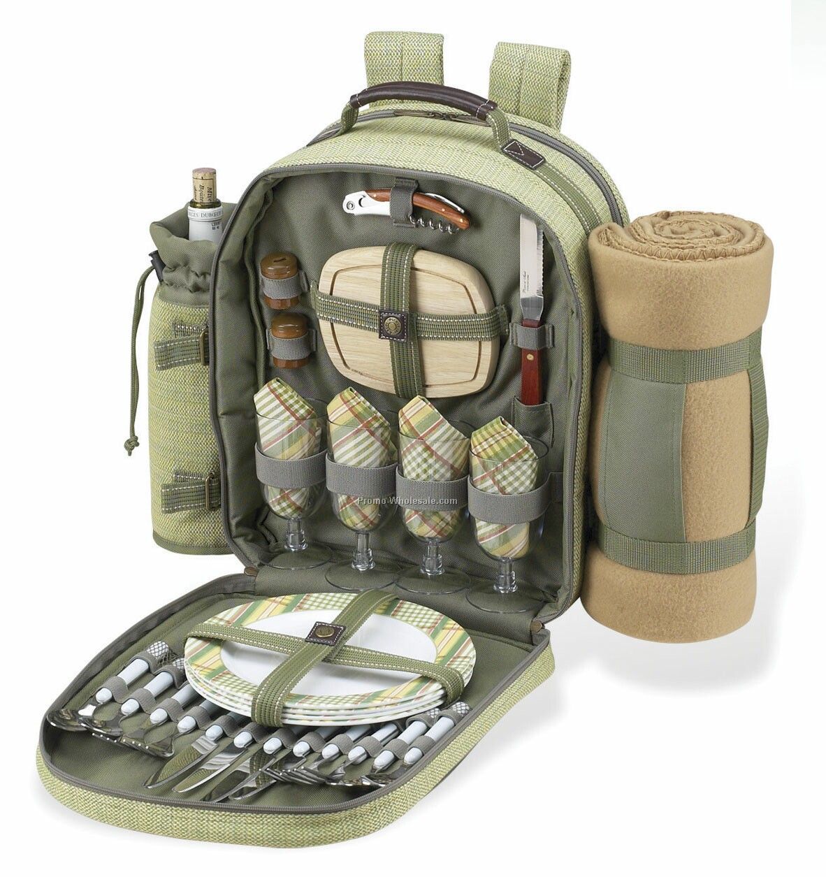 15-1/2"x16"x6-1/2" Picnic Backpack With Blanket For 4 People