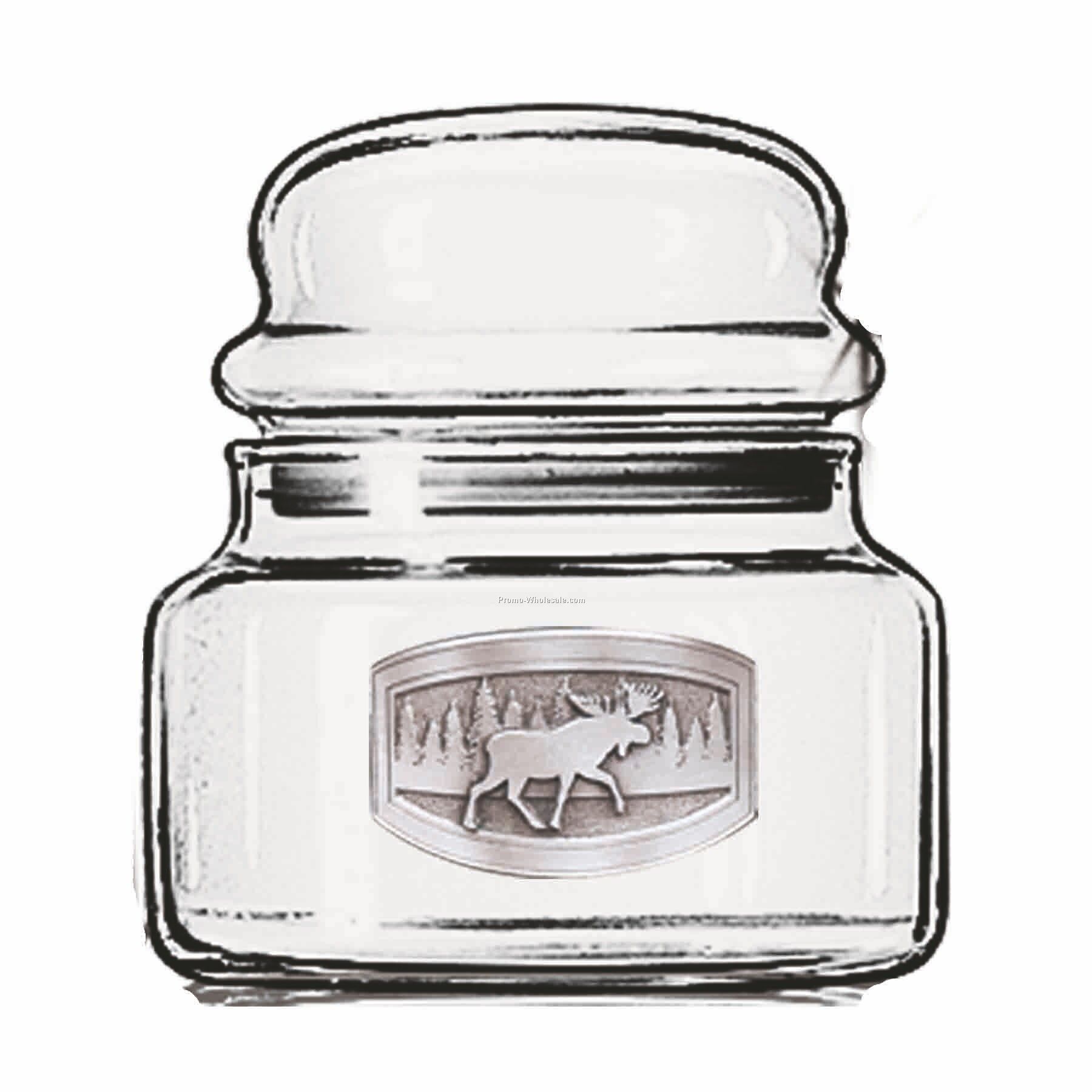 15 Oz. Optical Crystal Candy Jar (Pewter Emblem)
