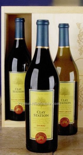 16"x4"x6" Vinyard Classics Clay Station Trio W/ Wooden Crate