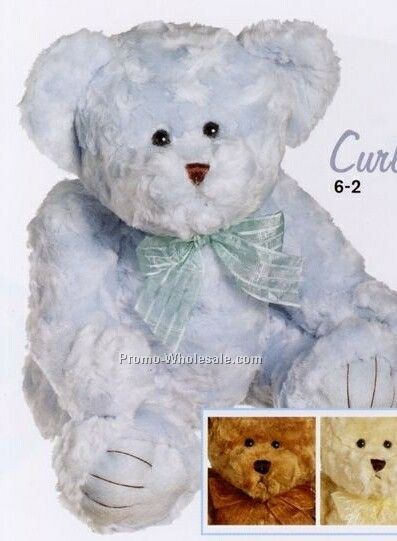 18" Cute 'n Cuddly Curley Bear Plush Toy (Blue)