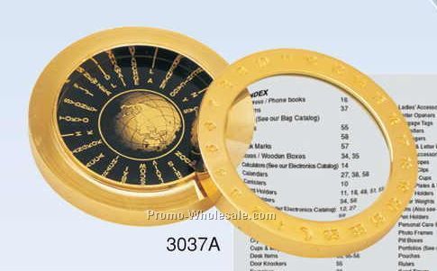 2-5/8"x5/8" 2-in-1 World Time Table W/ Magnifier (Screened)