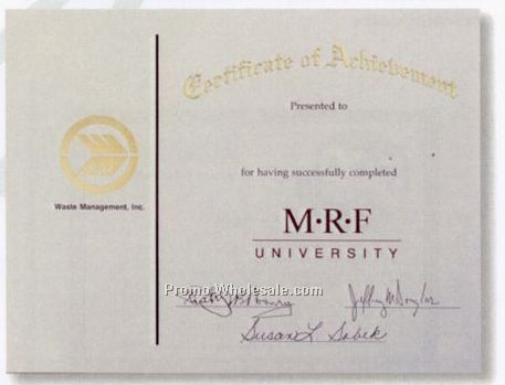 2 Colors Certificate (1 Position Foil Stamp & 1 Color Engraved & Burnished)