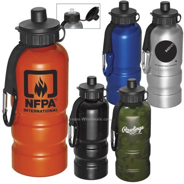 20 Oz. The Sahara Aluminum Sports Bottle With Carabiner Clip