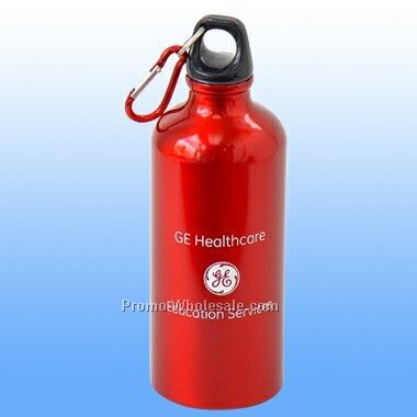 22 Oz Red Aluminum Sports Bottle W/ Carabiner Clip (Screened)