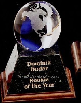 3" Clear Glass World Globe Award On Base