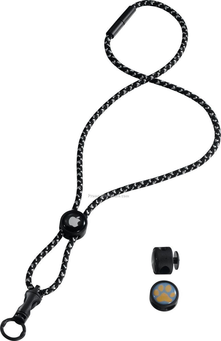 3/16" Reflective Power Cord Lanyard With Domed Locking Slider