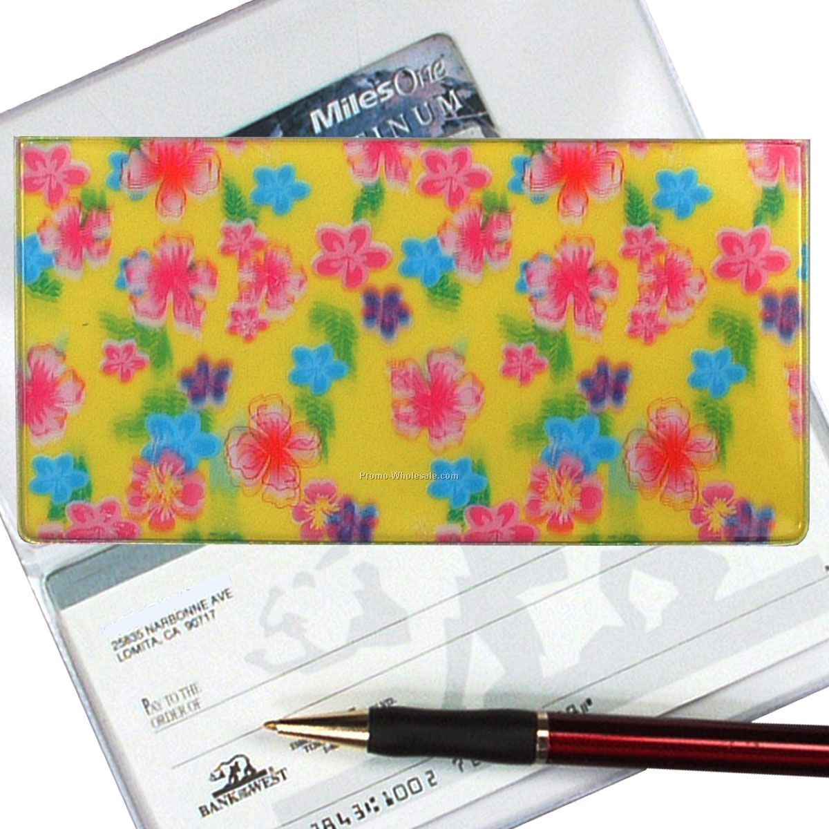 3-3/8"x6-3/8" 3d Lenticular Checkbook Cover - Stock / Flowers