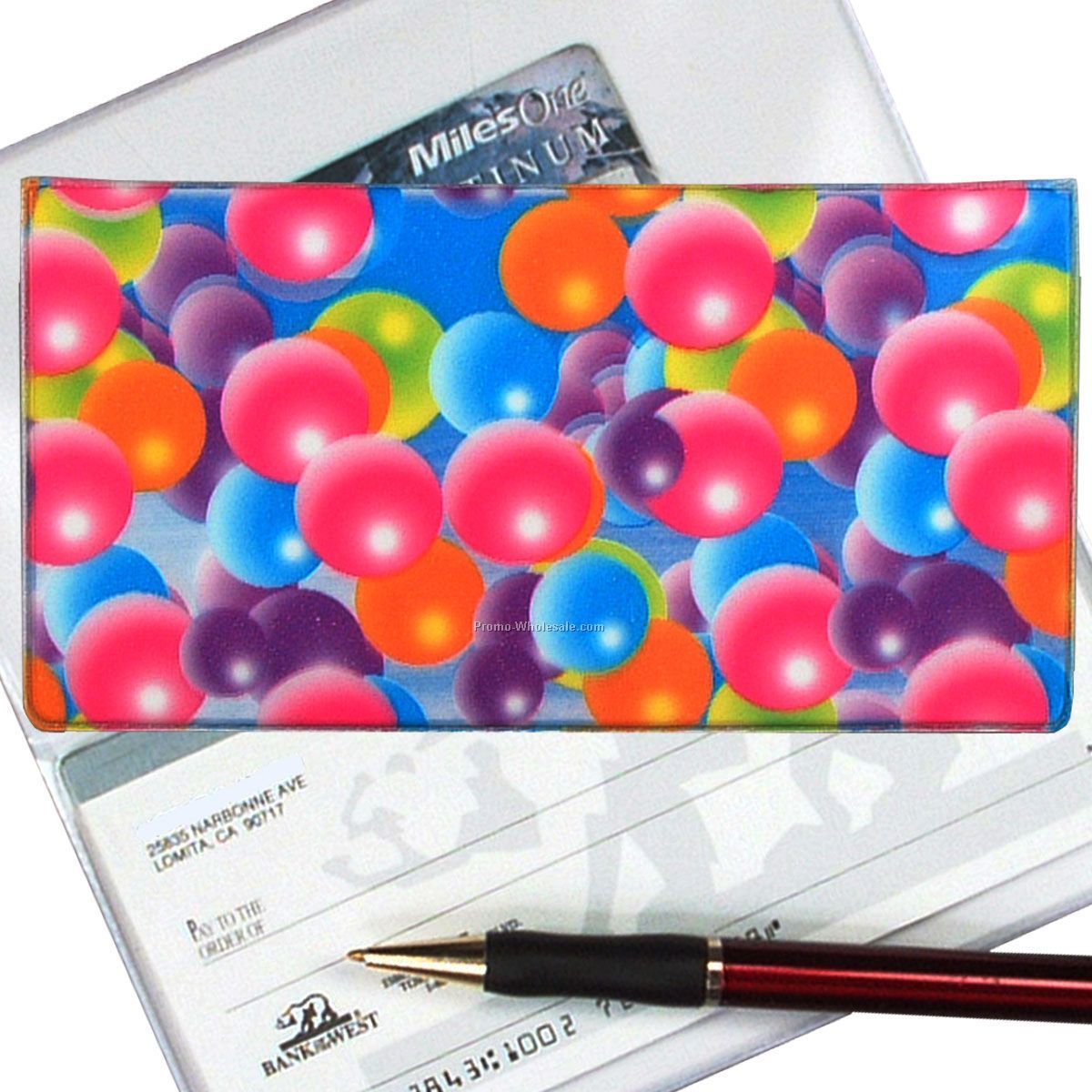 3-3/8"x6-3/8" 3d Lenticular Checkbook Cover - Stock / Multi-color Balls