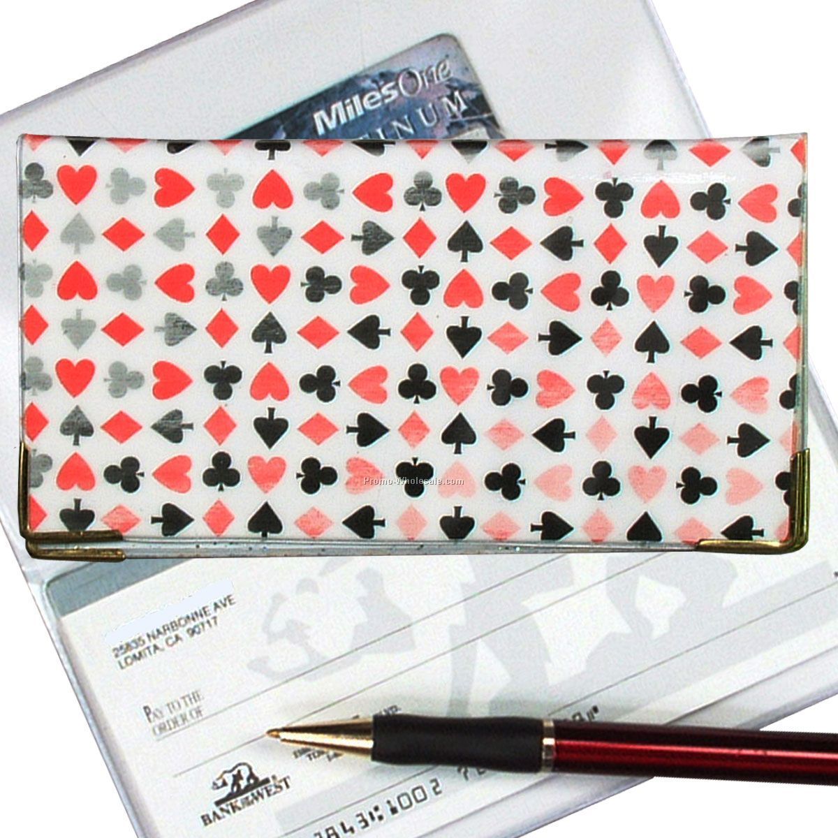3-3/8"x6-3/8" 3d Lenticular Checkbook Cover - Stock / Playing Card Symbols