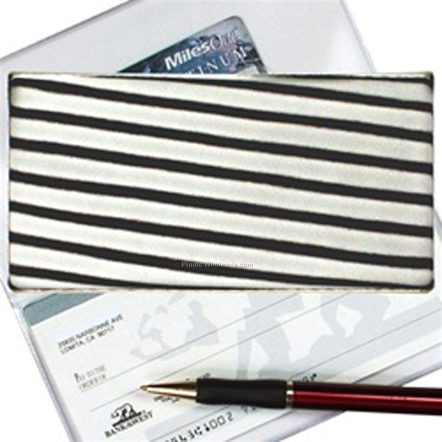 3-3/8"x6-3/8" 3d Lenticular Checkbook Cover - Stock / Stripes - Black White