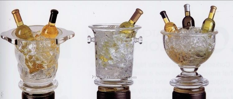 3 Piece Acrylic Gem Wine Chiller Stopper Set With Stand