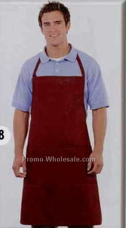 34"x29" Pinstripe Bib Apron W/ 2 Divisional Pocket