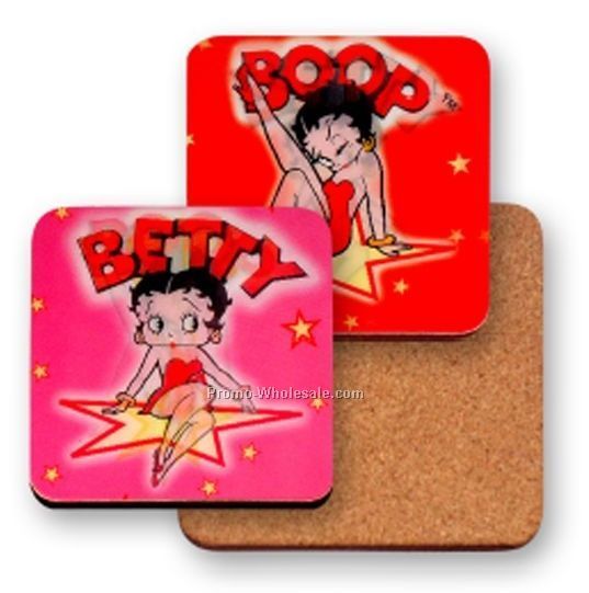 3d Lenticular Coaster With Hardwood & Cork Bottom (Custom) 4-1/4"x4-1/4"