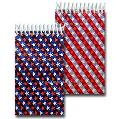 3d Lenticular Mini Notebook - Stock; Animated Stars And Stripes; Blanks