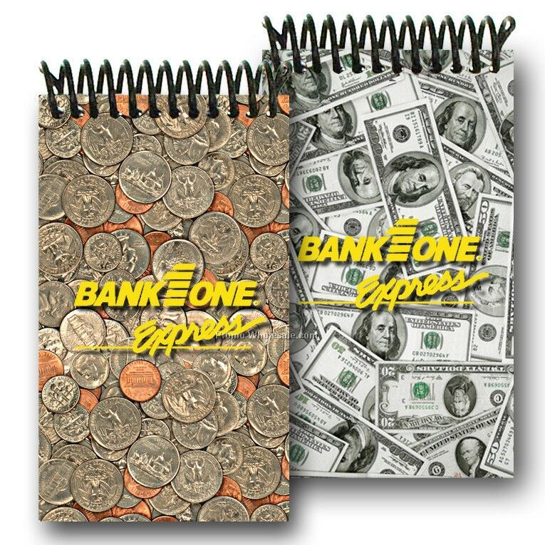 3d Lenticular Mini Notebook; Stock; Dollars And Cents; Custom